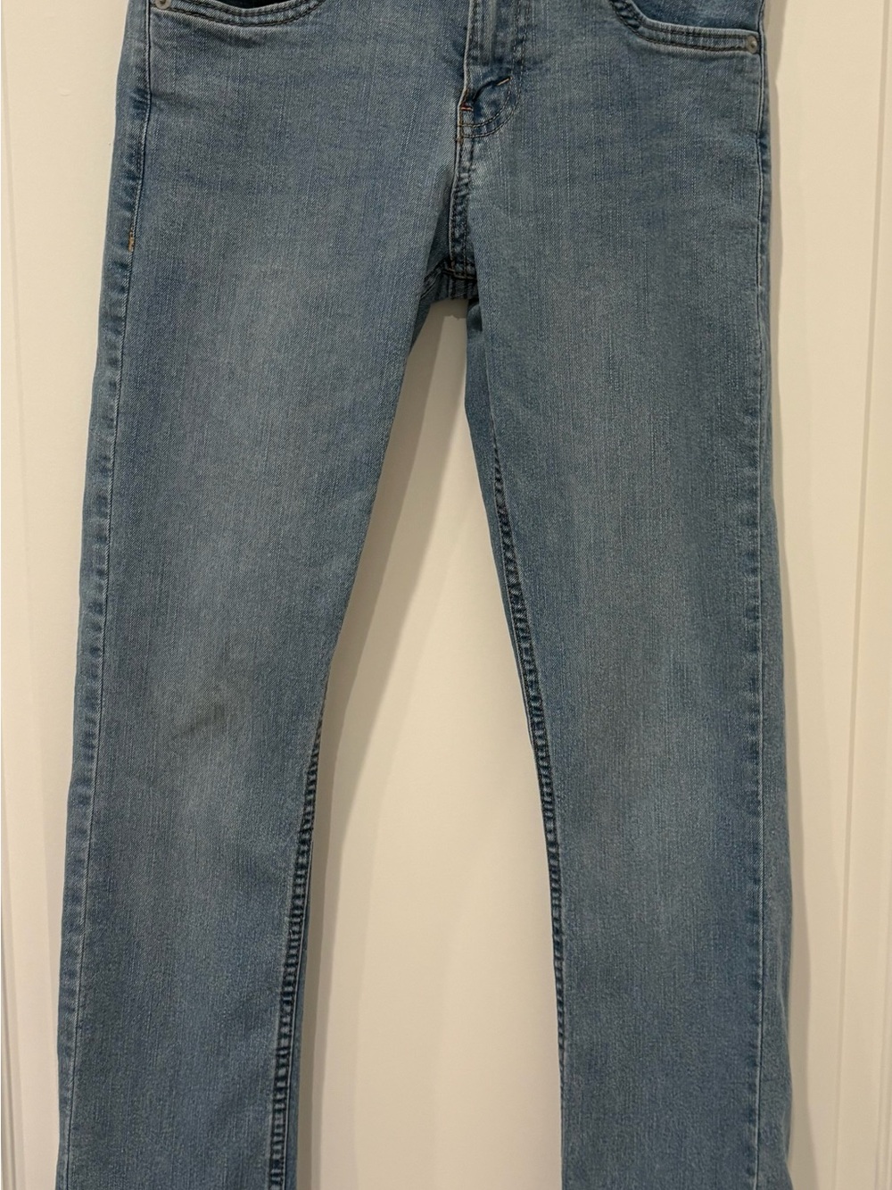 Levi's Boys 511 Slim Fit Jeans Size 12 Waist 26 Light Wash Elastic Logo Band EUC